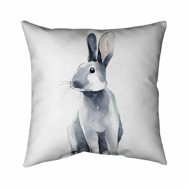 Fondo 26 x 26 in. Grey Curious Rabbit-Double Sided Print Indoor Pillow FO2796923